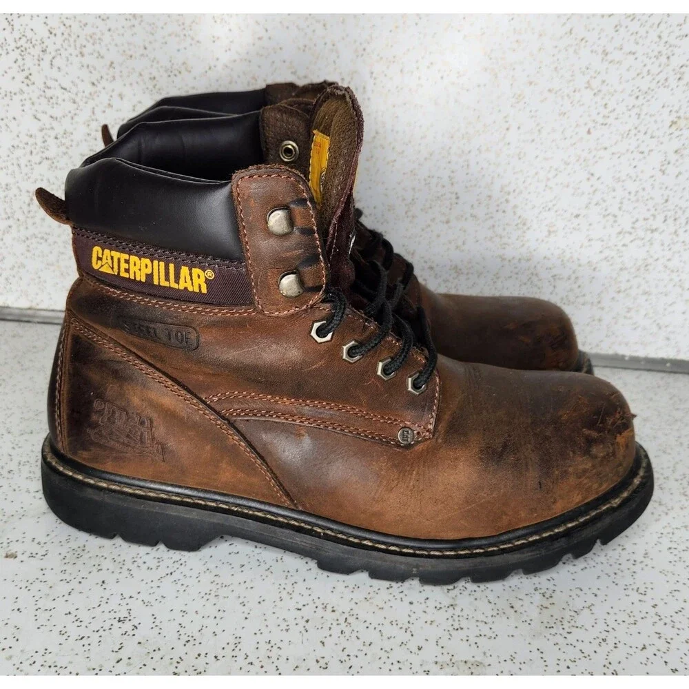 Men’s Caterpillar Steel Toe Work Combat Boots Size 10.5 ASTM F2413-11 Distressed